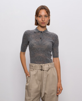 Brunello Cucinelli Gray patterned silk and wool top MFR491705P