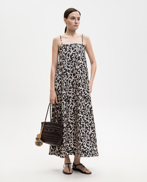 Asceno Black Melfi printed silk dress D103F04C504