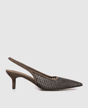 Brunello Cucinelli Brown slingbacks with monil chain MZSFC3215