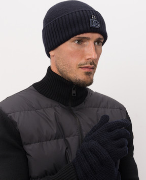 Dolce&Gabbana Blue wool hat with DG logo monogram GX53KTJDVLQ