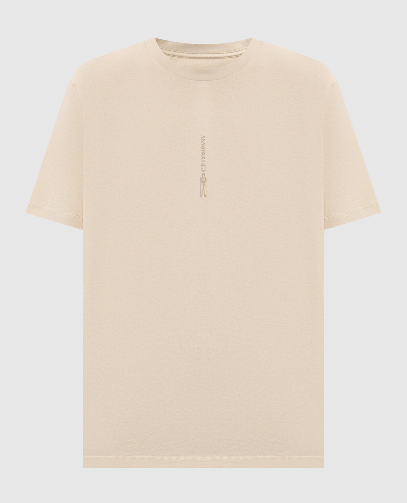 Beige T-shirt with logo print