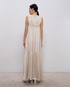 Peserico Beige maxi dress with monil chain A0222706638