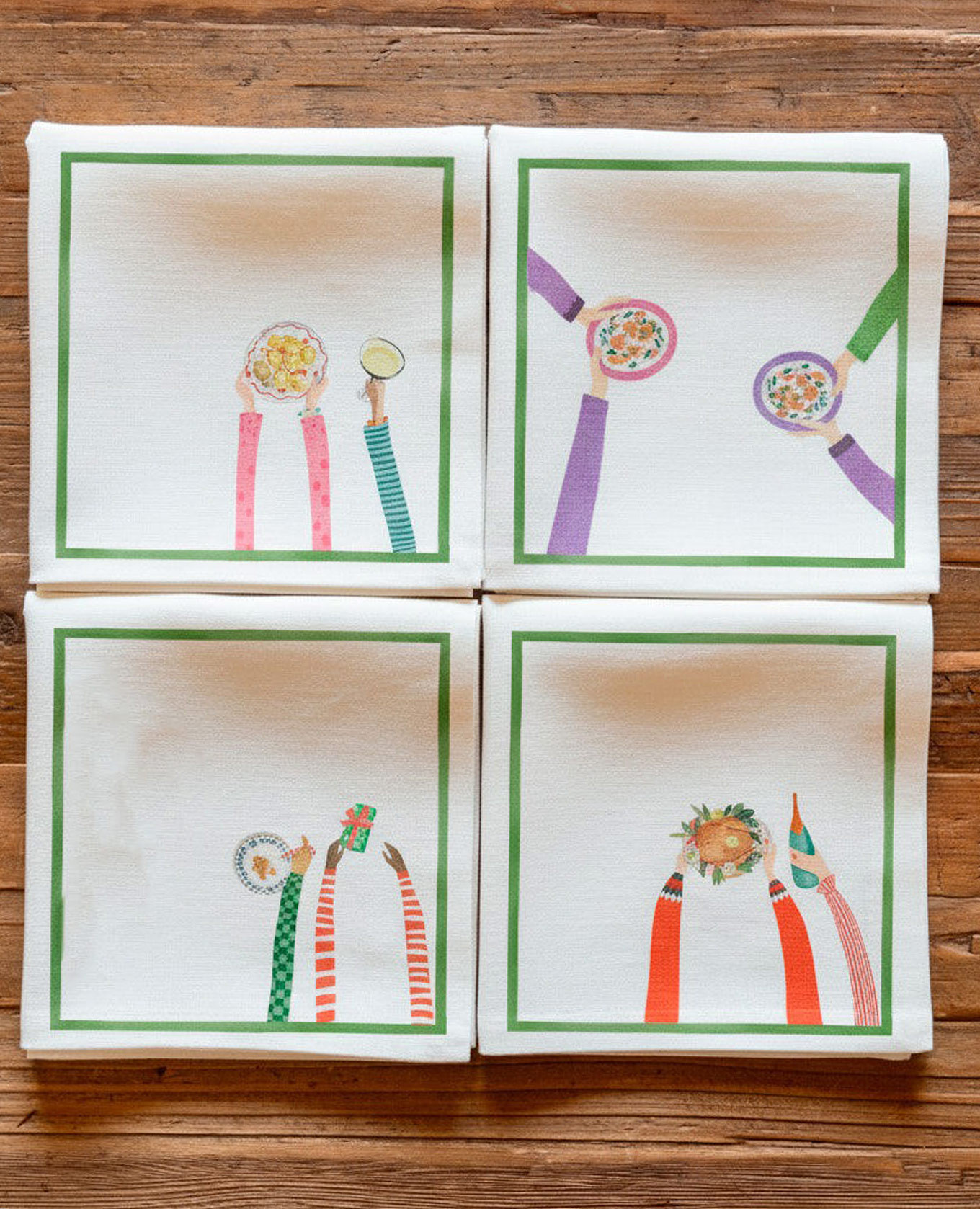 

HANDS ON XMAS white linen napkin set TESSITURA TOSCANA TELERIE