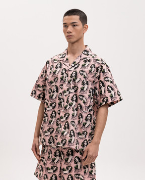 Palm Angels Pink Pinup Short Sleeve Shirt PMGG00DS26FAB001