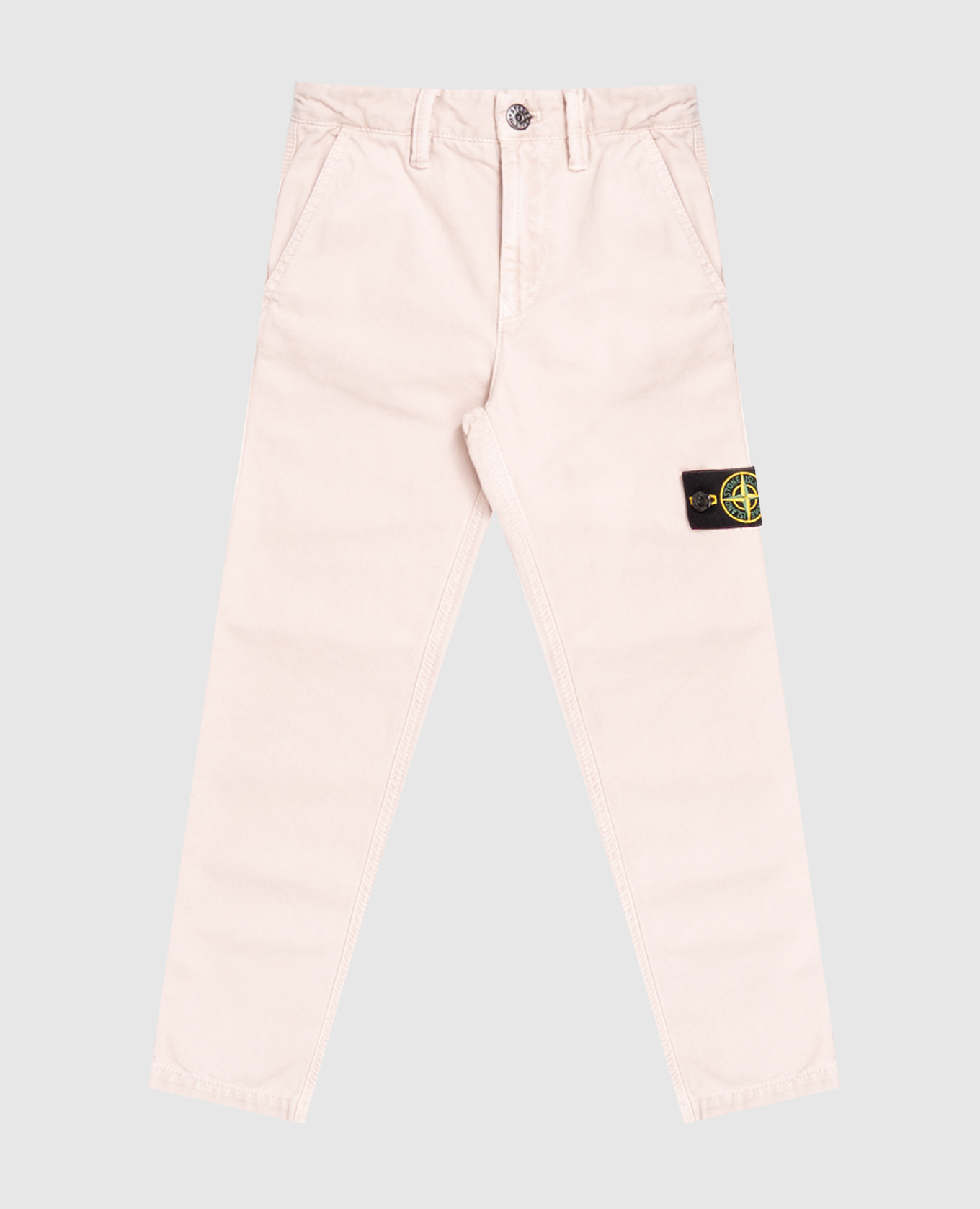 Children's beige pants with logo patch