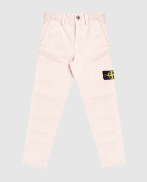 Stone Island Children's beige pants with logo patch L2S163100002S010414
