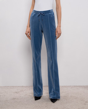 Tom Ford Blue velour track pants with monogram PAJ174JEX154