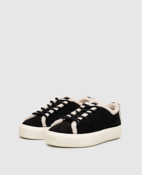 Inuikii Black suede sneakers with fur trim 10010010242