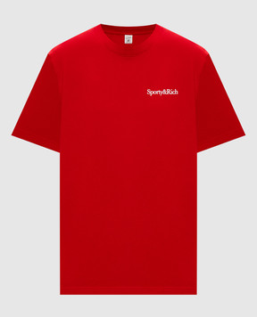 Sporty & Rich Red T-shirt with a print of the inscription TO11985300RE15