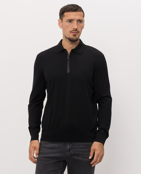 Stefano Ricci Black wool and silk polo with patch K606426Z35F26314