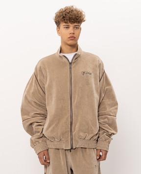 Off-White Beige velvet sports jacket with logo embroidery 44MBD05SF26J001