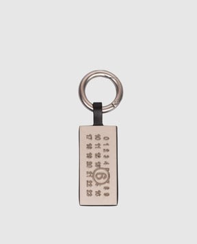 Maison Margiela MM6 Black leather bag keychain with logo plate SA5UA0005P9061