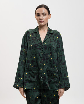 Asceno Alba green silk pajama shirt T070F02C491