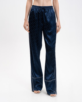 Off-White Blue pajama-style pants with logo pattern 2CA18ZF25FAB001