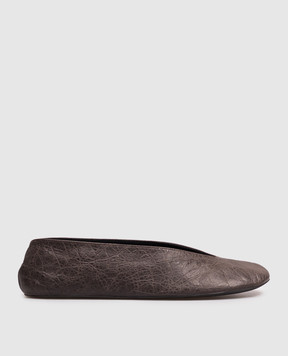 The Row Fay brown leather ballet flats F1858L1B