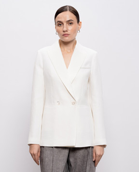Peserico White double-breasted linen jacket with chain A012142606C