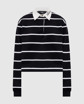 AMIRI Black striped polo shirt with embroidered logo AWTOJR1090