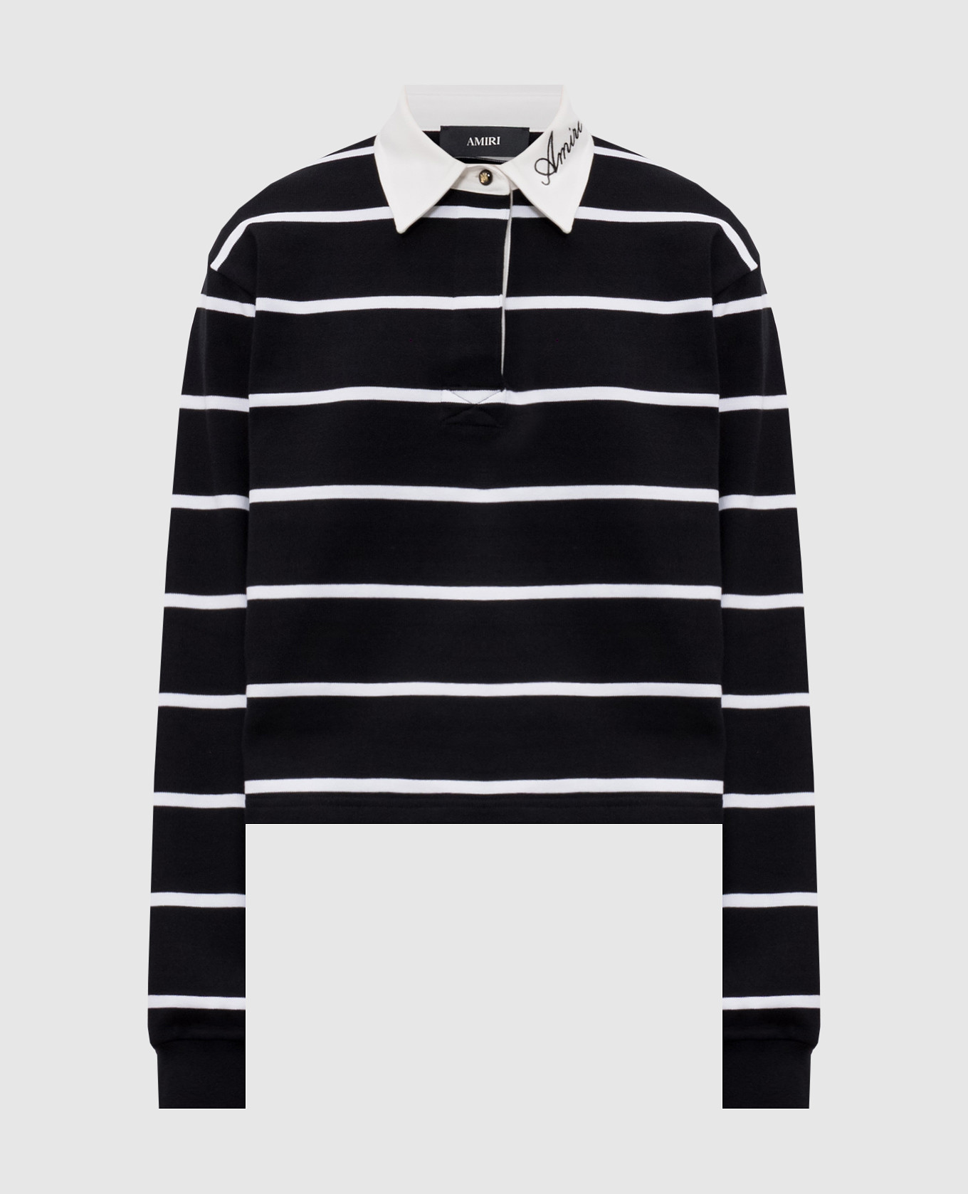 Schwarzes Poloshirt mit Streifen und gesticktem Logo