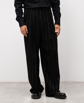 Dolce&Gabbana Black striped alpaca wool pants GP168TFRZAP