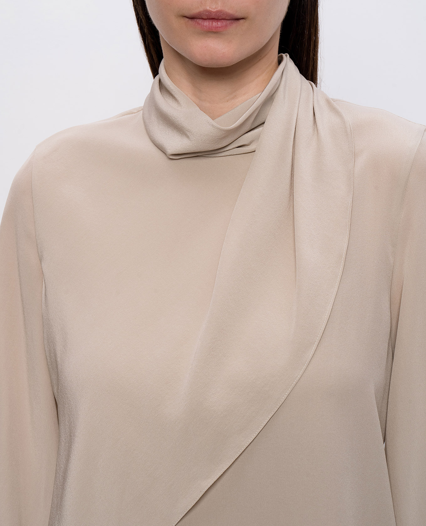 Beige silk blouse with layering effect Brunello Cucinelli 5