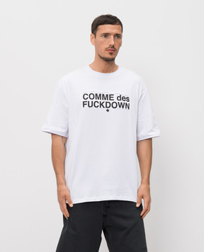 Comme des Fuckdown White T-shirt with logo insert FMS6CFABM01927