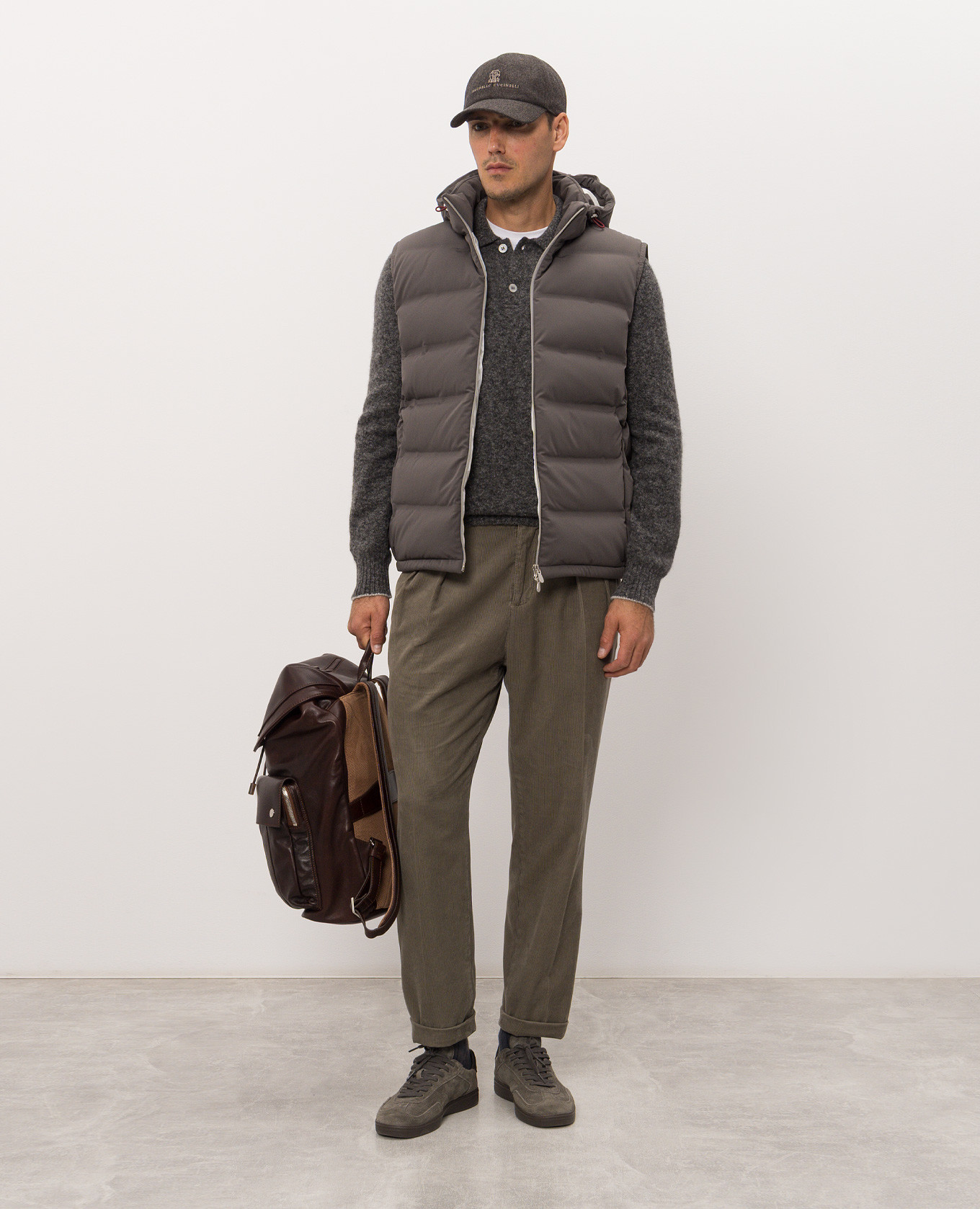 Gray alpaca and cashmere sweater Brunello Cucinelli 2