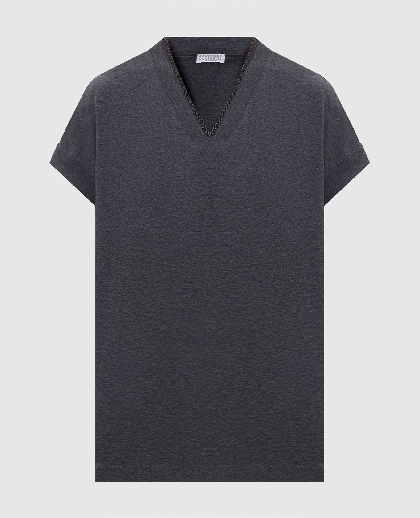 Grey melange T-shirt with monil chain