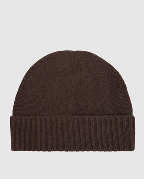 Allude Brown cashmere hat with lapel 26511245