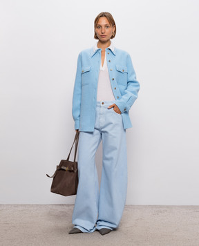 Gabriela Hearst John Austin blue cashmere shirt jacket 4261151C087