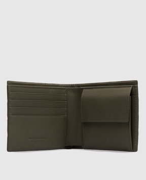 Bottega Veneta Khaki Intrecciato Bi-Fold Leather Wallet 749412VCPQ4