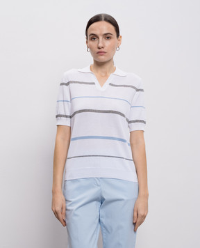 Peserico White striped polo shirt A99092F149173M