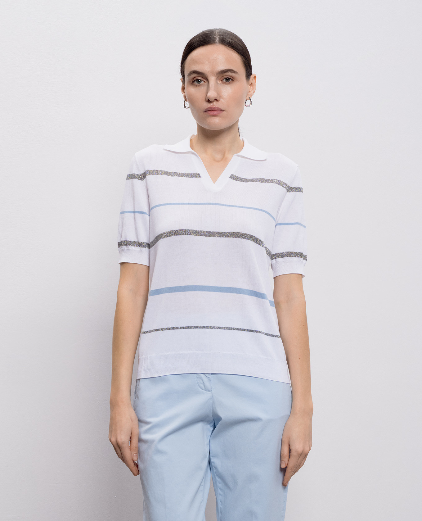 

White striped polo shirt Peserico