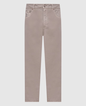 Brunello Cucinelli Grey pants with logo patch M252DF1010