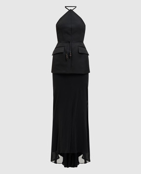 Max Mara Sportmax Black silk dress with open back SPXPINNE