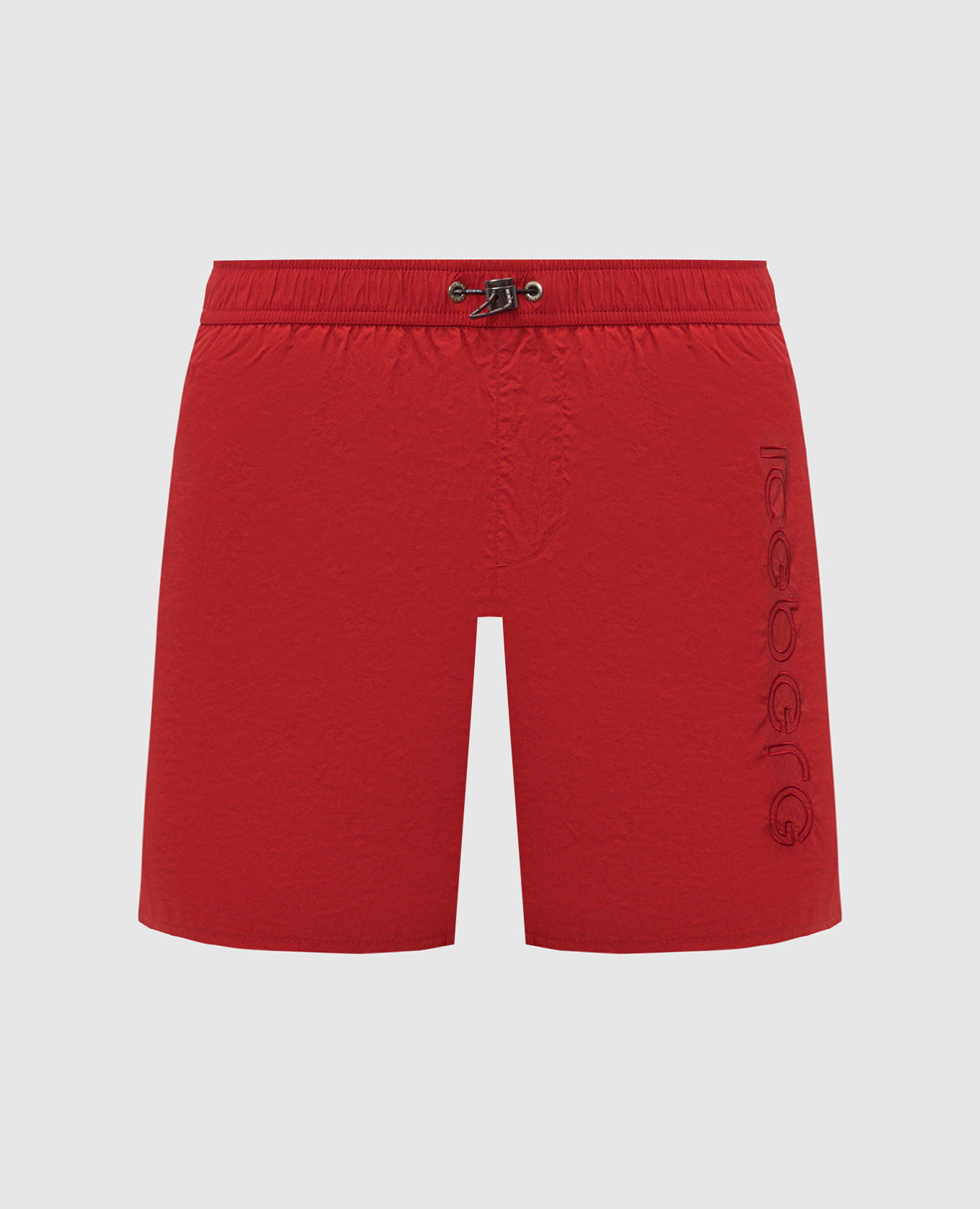 Red swim shorts with logo embroidery