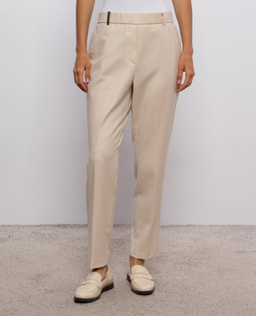 Peserico Beige wool pants with lurex A0419703359