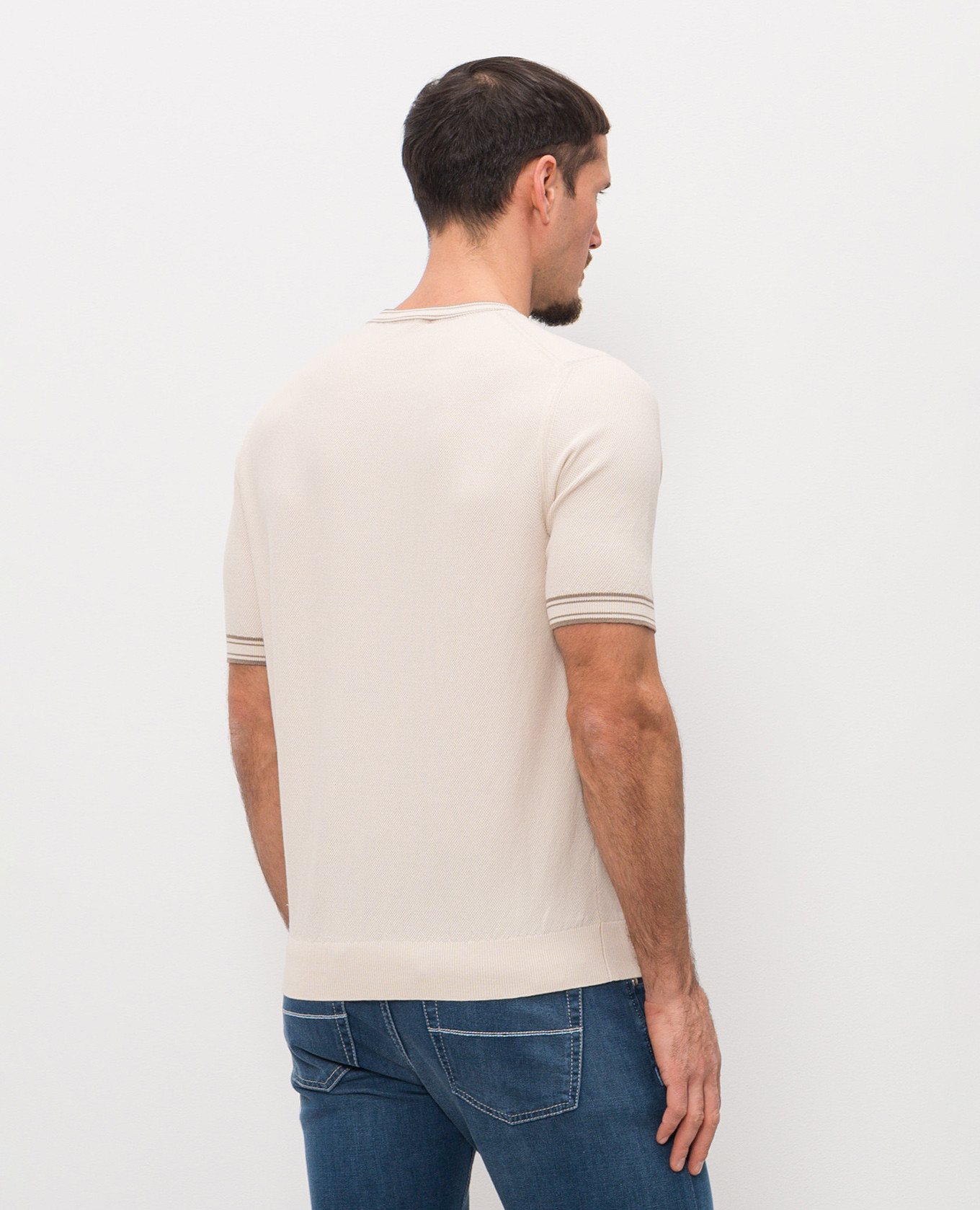 Beige t-shirt with edging Peserico 4