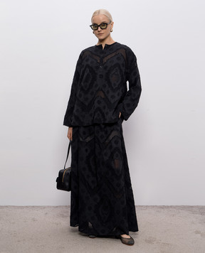Agnona Black blouse with woven pattern TD1112YJ2001