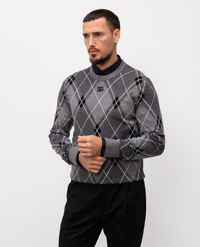 Dolce&Gabbana Gray wool and silk patterned jumper GXX02ZJGMAI