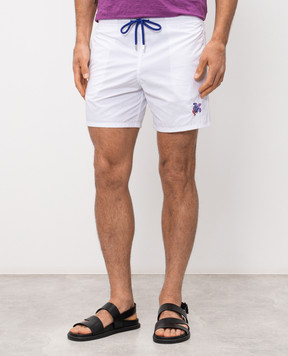 Vilebrequin Ronde des Tortues white swim shorts with embroidered logo MOKEA239