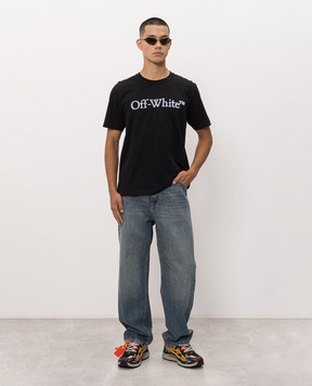 Off-White Black T-shirt with textured logo 44MAA16MF26J005