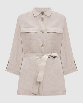 Peserico Beige linen shirt with belt S01225A02629