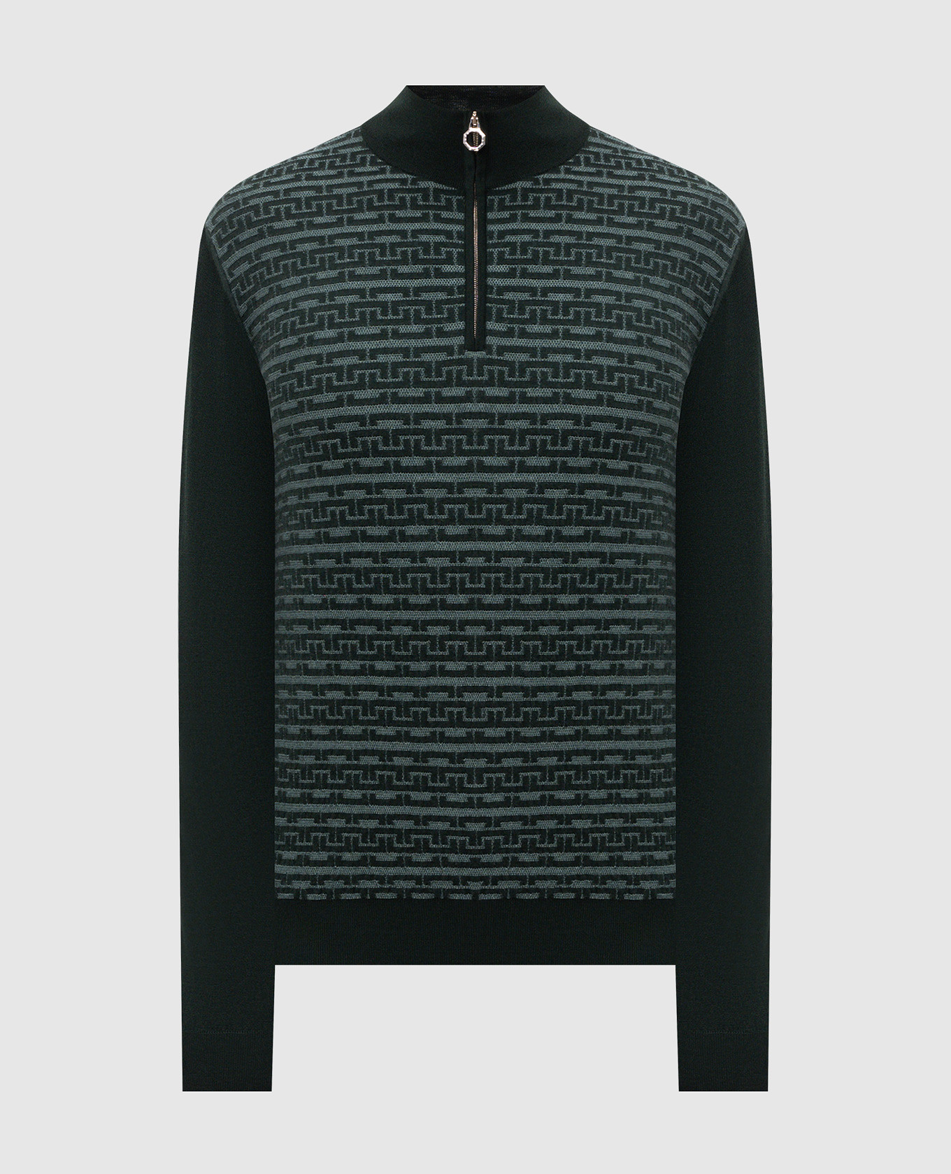 Green wool, cashmere and silk polo