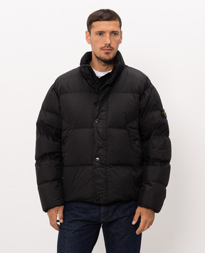 Stone Island Black down jacket with logo patch L2S154100109S0A23