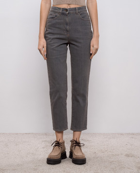 Peserico Grey jeans with logo patch P04525LGR04280