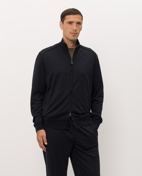 Stefano Ricci Blue wool sports jacket with embroidered emblem K909049R31T26302