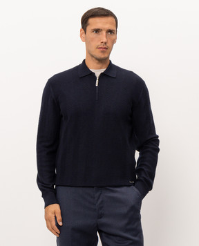Stefano Ricci Blue cashmere and silk polo shirt K606428P30F26316