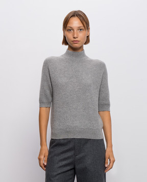 Brunello Cucinelli Grey cashmere sweater with short sleeves M12250014