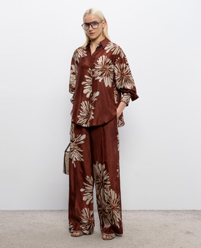 Brunello Cucinelli Brown printed silk blouse MQ967RH206