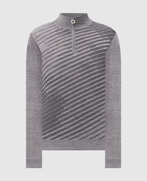 Stefano Ricci Grey striped wool, silk and cashmere jumper KE08023L01E26373